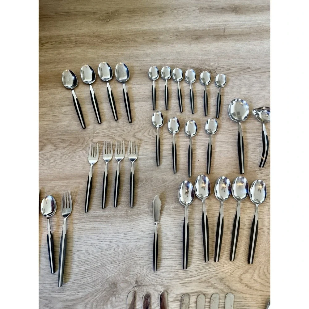 Vintage Crown Eldan Ebosi Stainless Japan Danish Modern 50 Pc Flatware Set